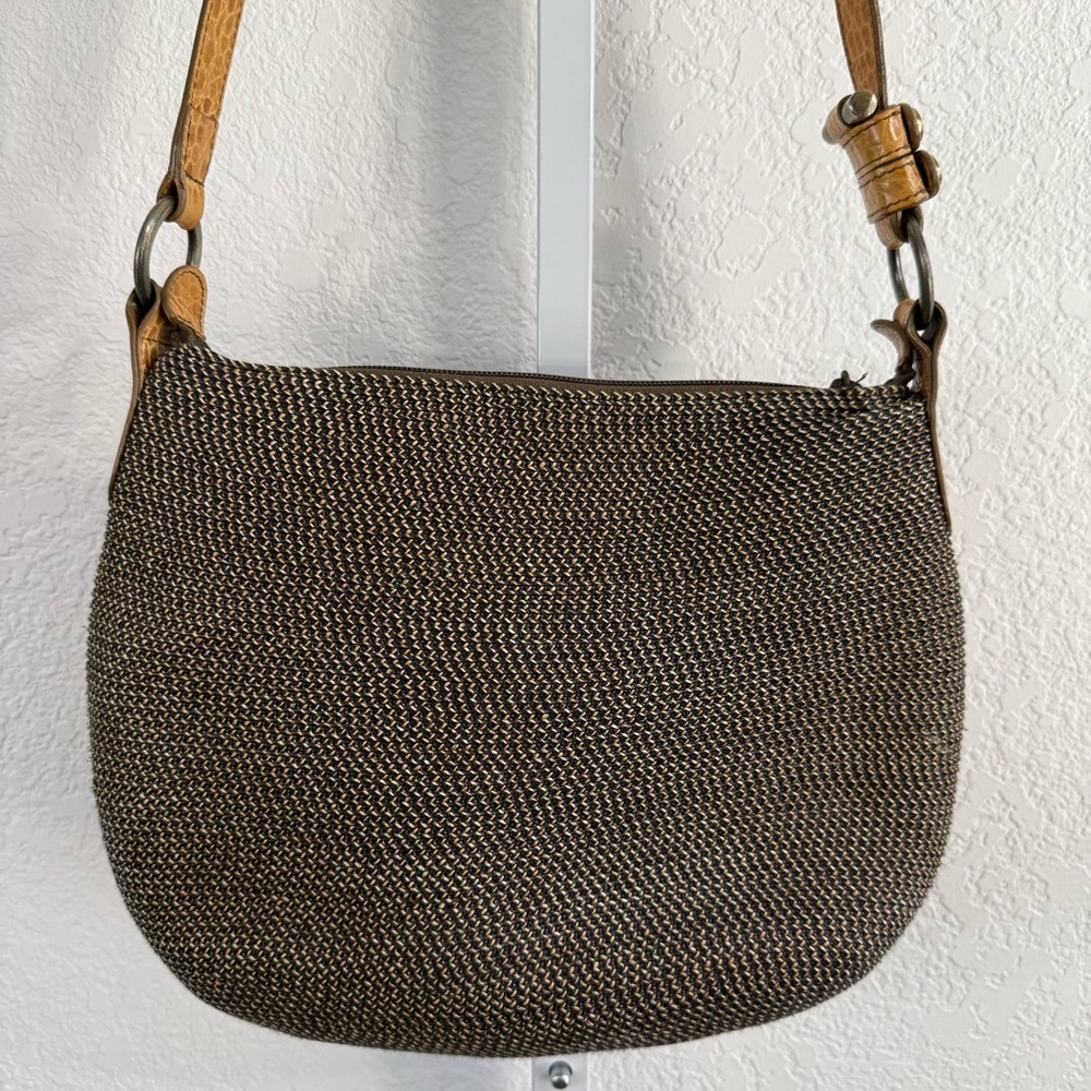 Eric Javits Raffia Shoulder Bag Woven Hobo Crossbody Leather Strap Designer - Picture 10 of 15